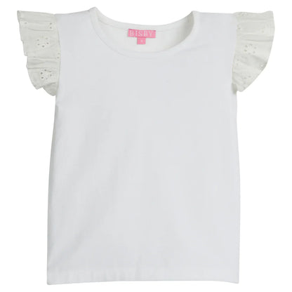 Bisby White / 5 Bisby Girls Eyelet Tank - White