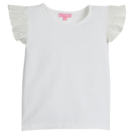 Bisby White / 5 Bisby Girls Eyelet Tank - White