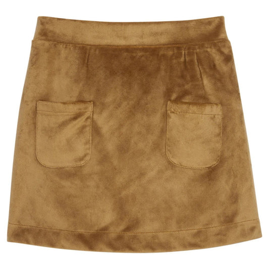 Bisby Girls Mini Skort - Brown Faux Suede
