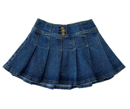 Bisby Kids Denim / 5 Bisby Girls Pleated Mini Skirt - Denim
