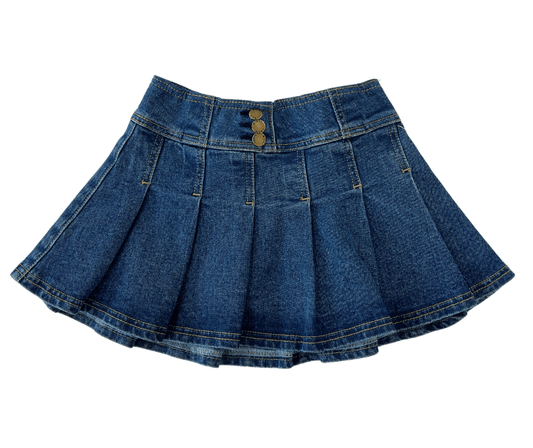 Bisby Kids Denim / 5 Bisby Girls Pleated Mini Skirt - Denim