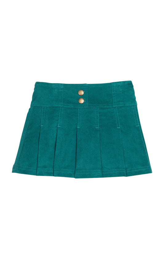 Bisby Peacock / 5 Bisby Girls Pleated Mini Skirt - Peacock Velvet