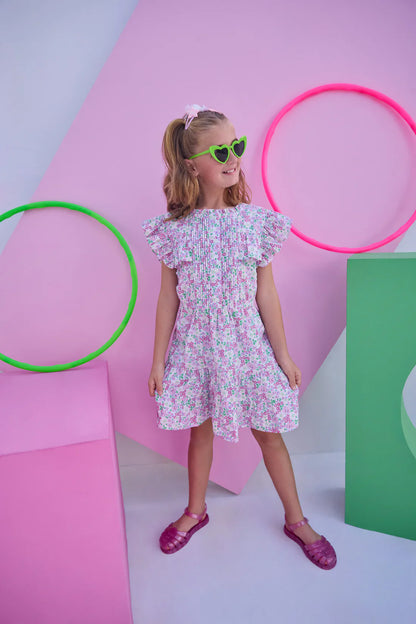 Bisby Bisby Girls Rodeo Dress - Pink Bloomsbury Blossoms