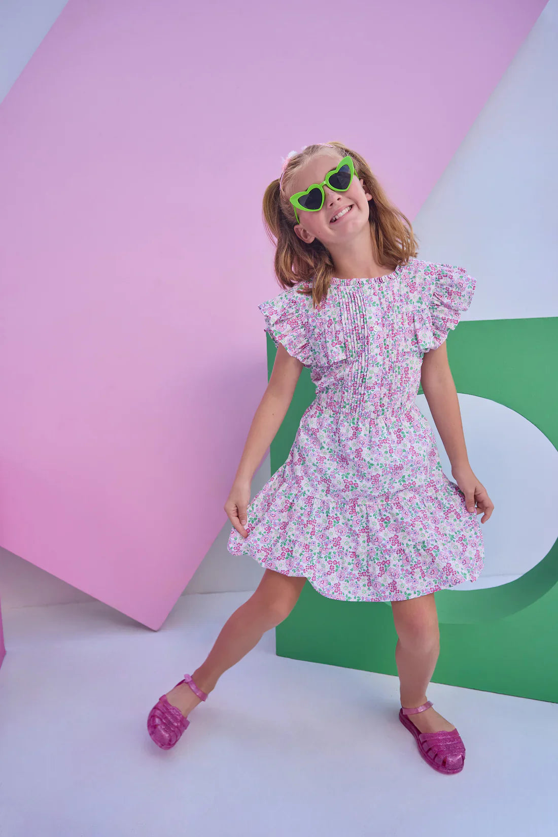 Bisby Bisby Girls Rodeo Dress - Pink Bloomsbury Blossoms