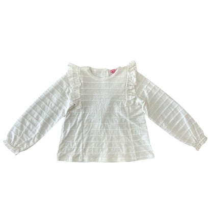 Bisby Girls Apparel / Shirts / Kids White / 5 Bisby Girls Ruffle Blouse - White Scallop