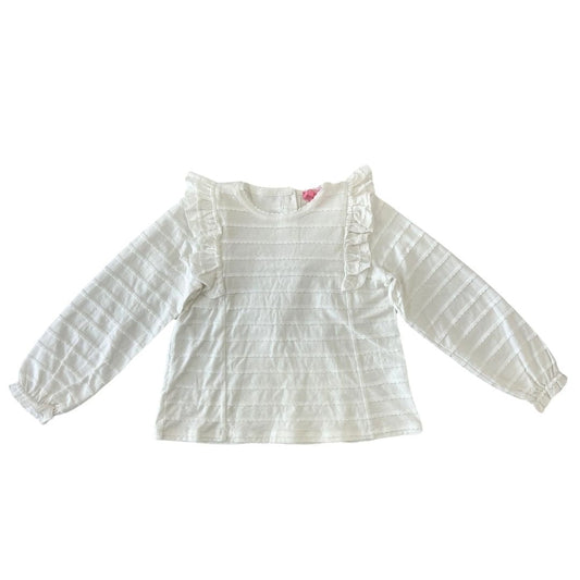 Bisby Girls Apparel / Shirts / Kids White / 5 Bisby Girls Ruffle Blouse - White Scallop