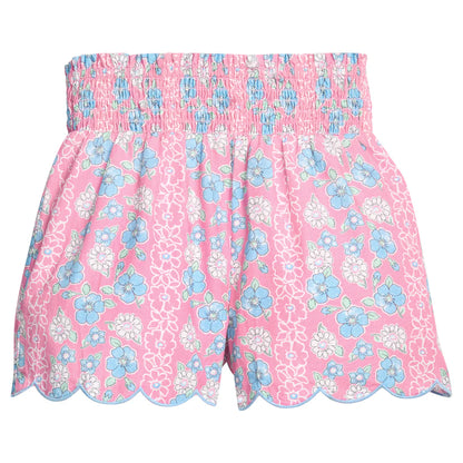 Bisby Girls Shorts Spring Marguerite Floral / 5 Bisby Girls Shirred Shorts - Spring Marguerite Floral