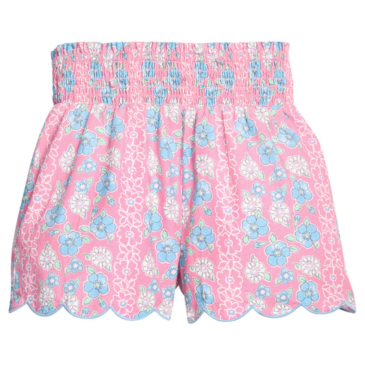 Bisby Girls Shorts Spring Marguerite Floral / 5 Bisby Girls Shirred Shorts - Spring Marguerite Floral