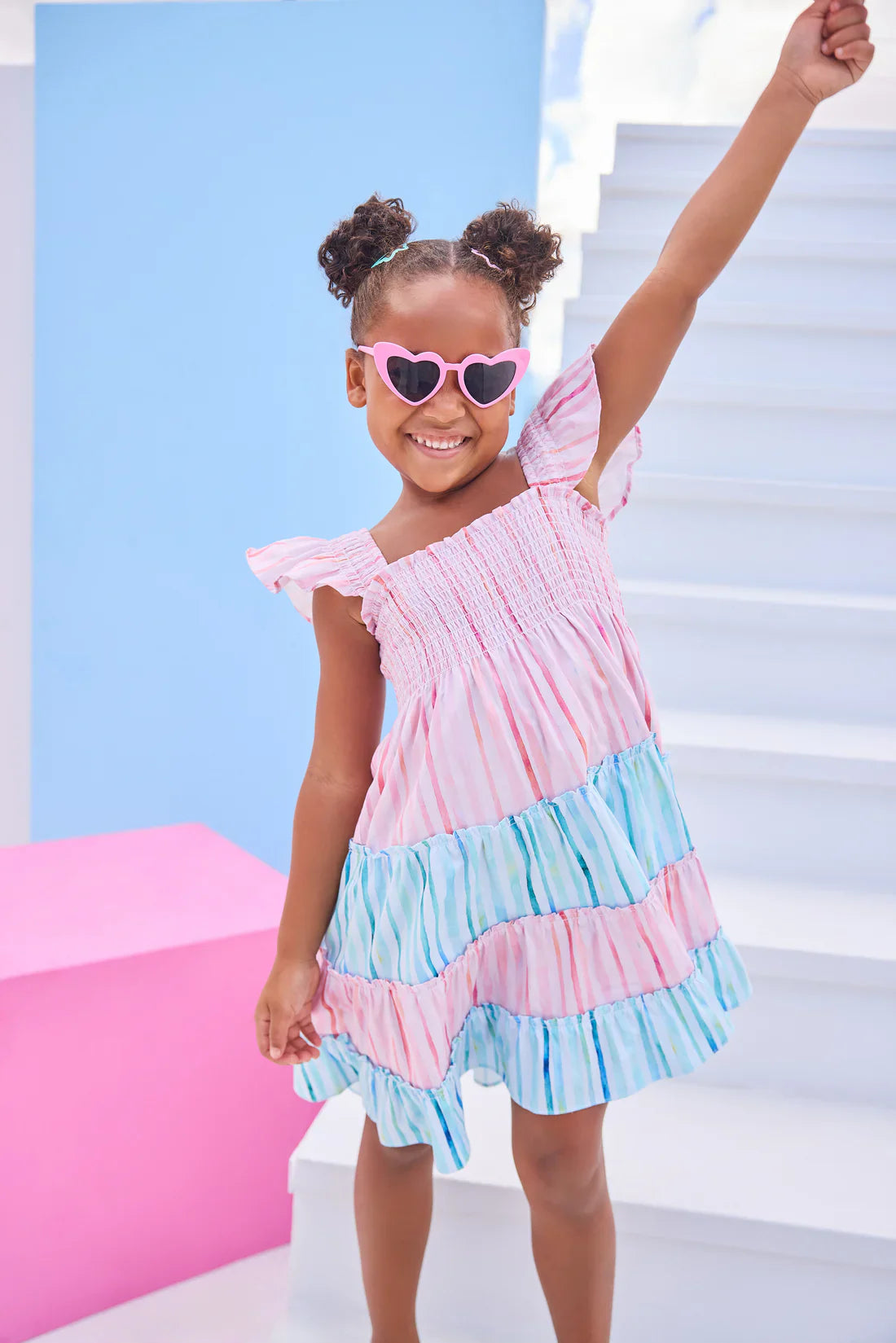 shop girls dresses for spring BISBY Kids' Twirl Dress in Watercolor Multi Stripe at Nordstrom, Size 8 The color and adorable My First Ever Bridal m022626 SIZE:56