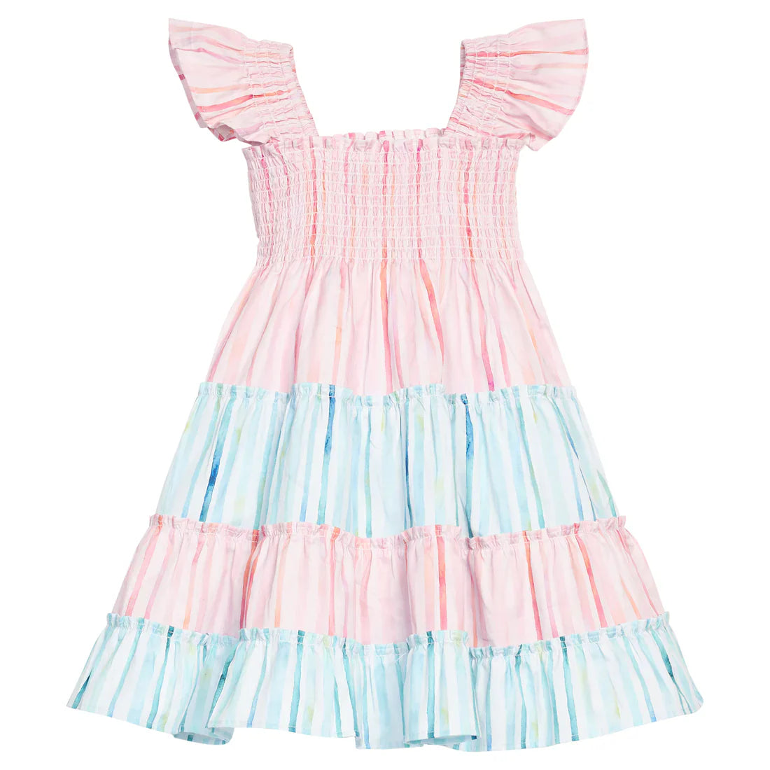 Bisby Girls Dresses/Skirts Watercolor Multi Stripe / 5 Bisby Girls Twirl Dress - Watercolor Multi Stripe