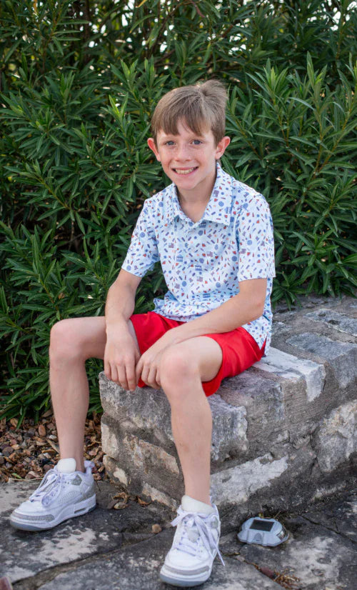 Blue Quail Clothing Co. BlueQuail Boys Performance Polo Shirt - Stars & Stripes