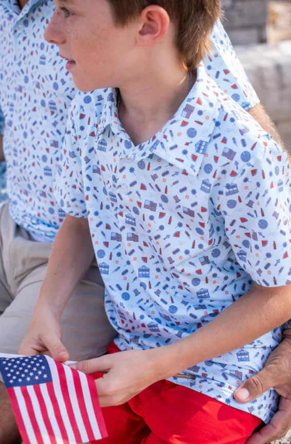 Blue Quail Clothing Co. BlueQuail Boys Performance Polo Shirt - Stars & Stripes
