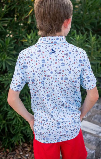 Blue Quail Clothing Co. BlueQuail Boys Performance Polo Shirt - Stars & Stripes