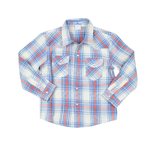 BlueQuail Clothing Co Boys All American Plaid Flannel Pearl Snap Long Sleeve Shirt