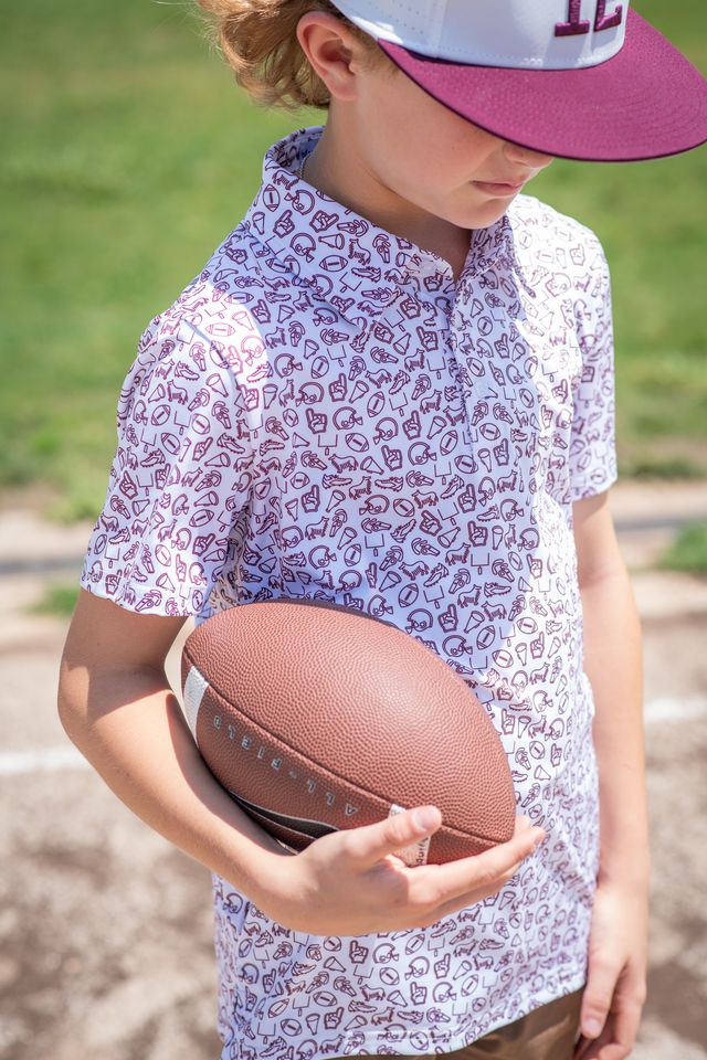 Blue Quail Clothing Co. Boys Shirts BlueQuail Clothing Co Boys Performance Polo Shirt - Kickoff Maroon