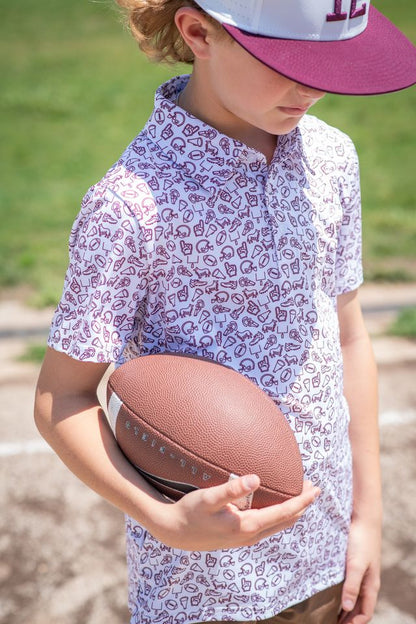 Blue Quail Clothing Co. Boys Shirts BlueQuail Clothing Co Boys Performance Polo Shirt - Kickoff Maroon
