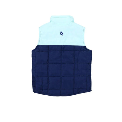 BlueQuail Clothing Co Boys Quilted Vest - Navy/LT Blue Tattersall Light Blue