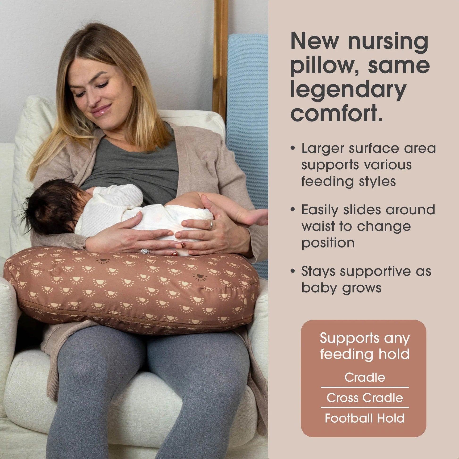 Boppy Nursing Pillow Clay & Gold Suns