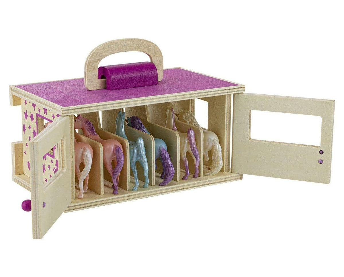 Reeves International Toys / Animal Figure Breyer Unicorn Magic Wood Carry Stable with 6 Unicorns