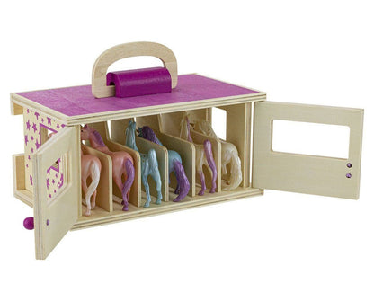 Reeves International Toys / Animal Figure Breyer Unicorn Magic Wood Carry Stable with 6 Unicorns