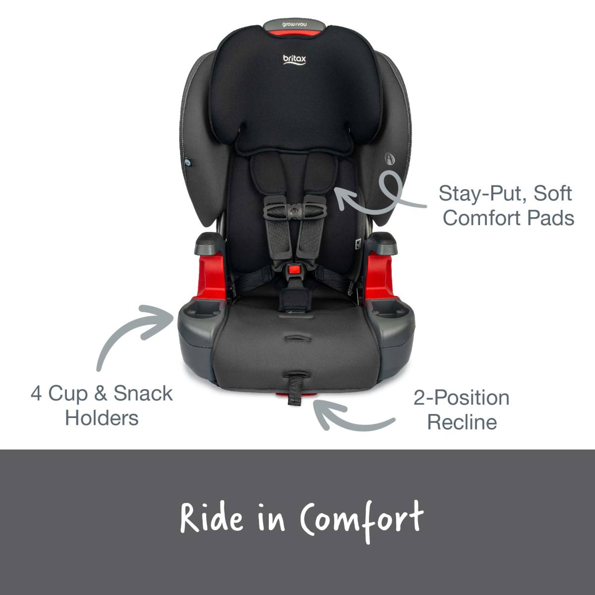 Britax Car Seats - Booster Mod Black Britax Grow With You Harness-to-Booster with Safewash