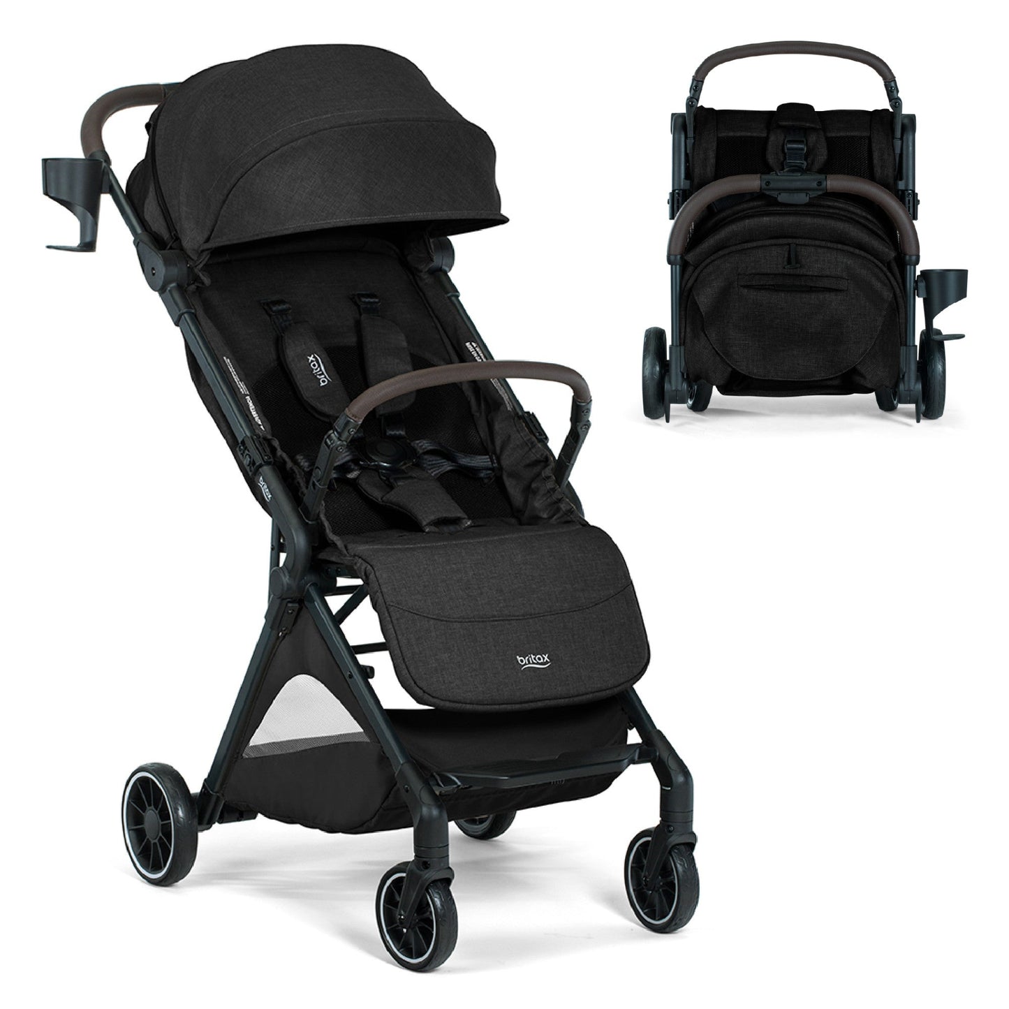 Britax Strollers - Singles Raven Black Britax Juniper+ Compact Stroller with One-Hand RapidFold