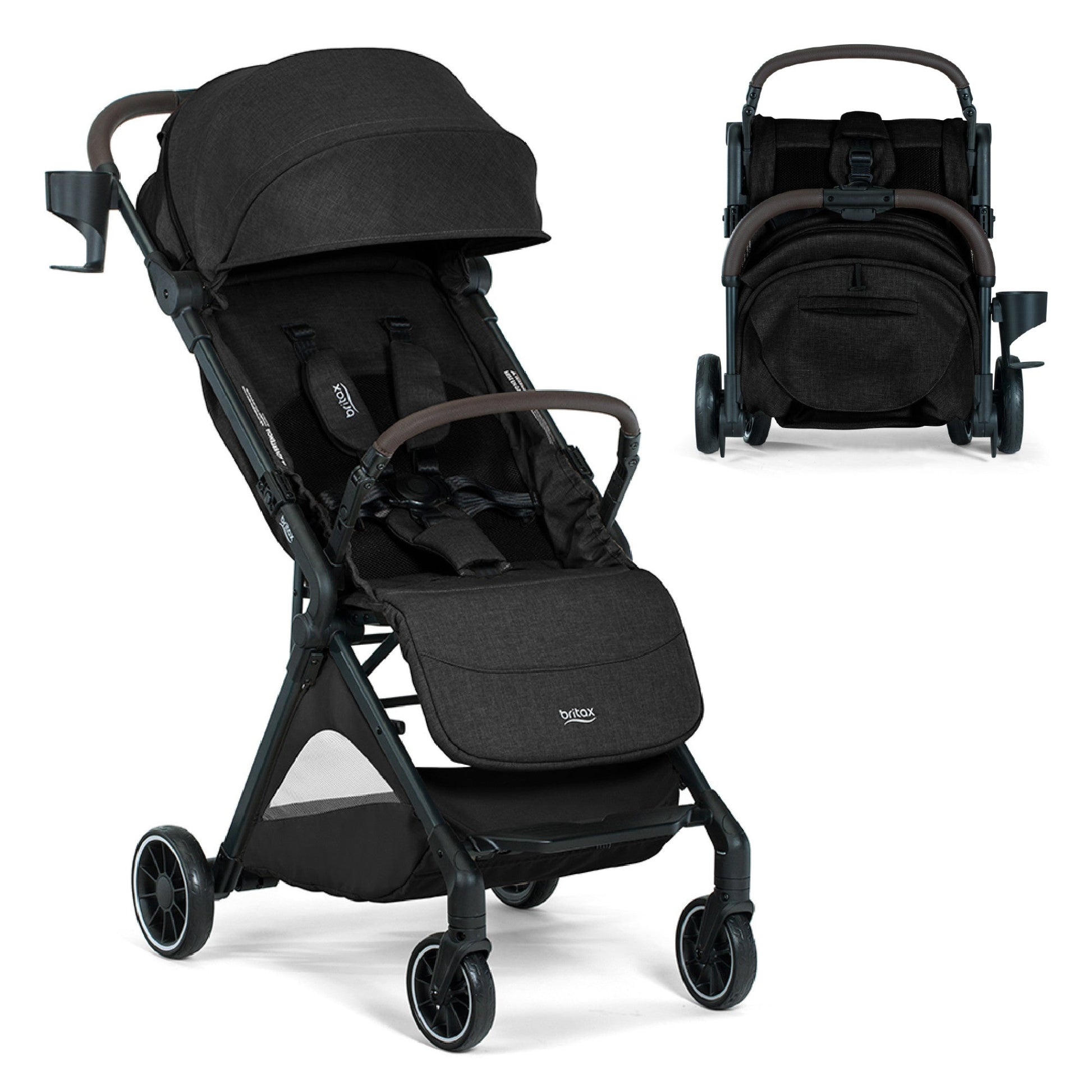Britax Strollers - Singles Raven Black Britax Juniper+ Compact Stroller with One-Hand RapidFold