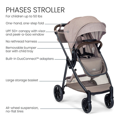 Britax Strollers - Travel Systems Britax Phases Travel System with Arbor Infant Car Seat + StayTight Base