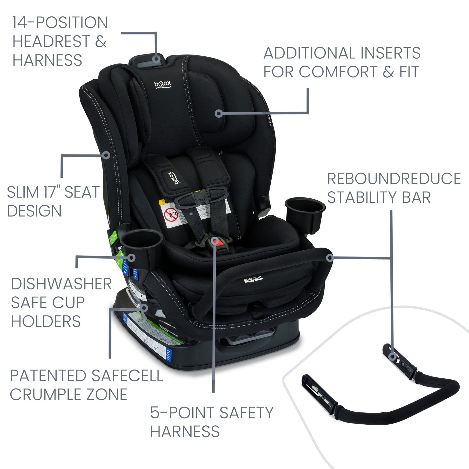 Britax Car Seats - Convertible Britax Poplar S Convertible 2-in-1 Car Seat with ClickTight