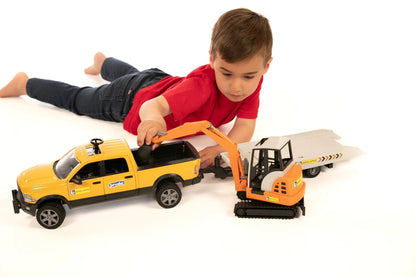Bruder Toys America Play Vehicles Bruder Ram Rental Service with Mini Excavator