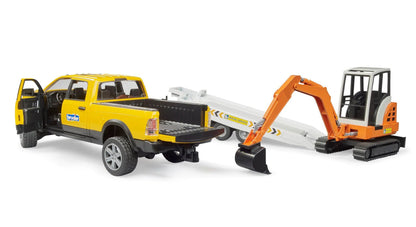 Bruder Toys America Play Vehicles Bruder Ram Rental Service with Mini Excavator