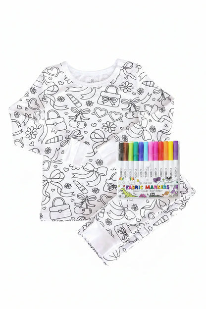 Caden LaneCaden Lane Girls Colorable Two-Piece Pajama Set & Markers- Material GirlBabysupermarket