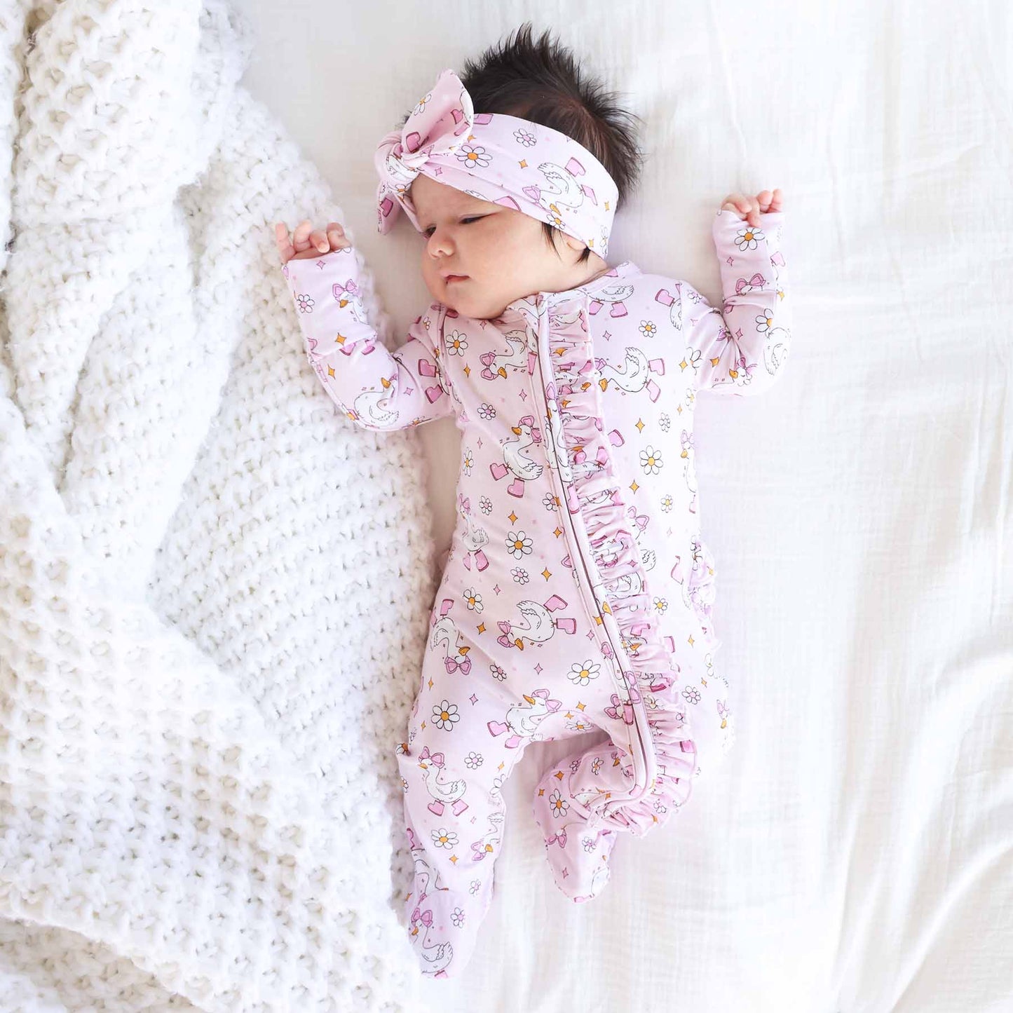 Caden LaneCaden Lane Girls Silly Goose Ruffle Zipper FootieBabysupermarket