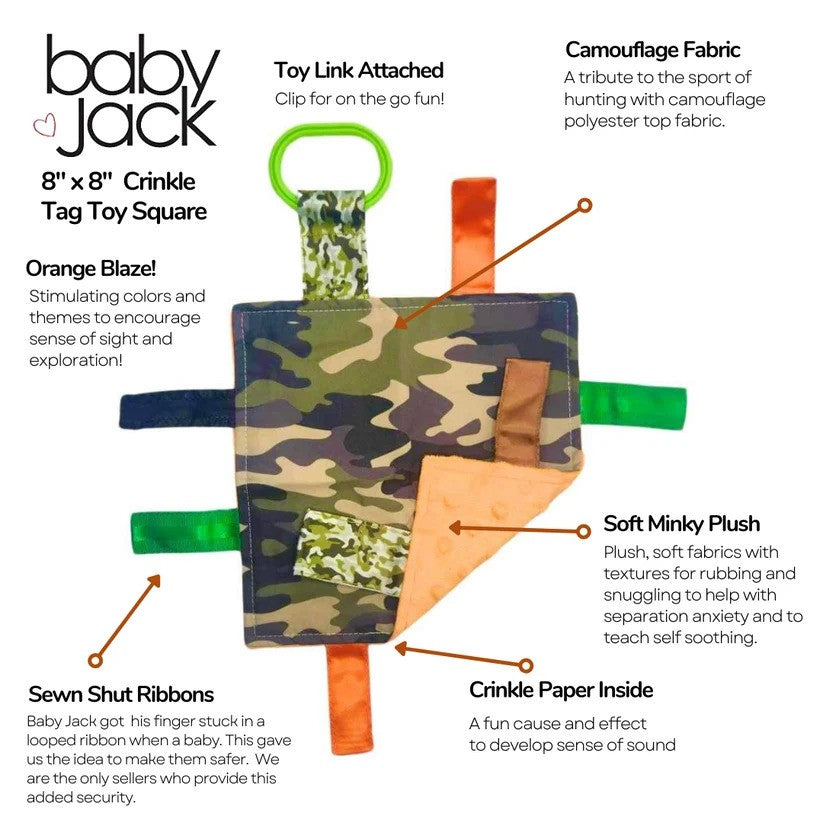 Camo w/Hunter Blaze Orange Sensory Ribbon Toy w/Crinkle