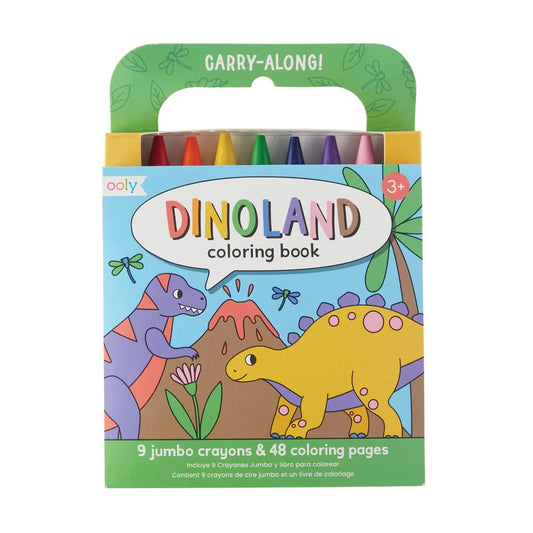 OOLY Toys / Activity / Art and Crafts Carry Along Crayon & Coloring Book Kit - Dinoland with 9 Jumbo Crayons