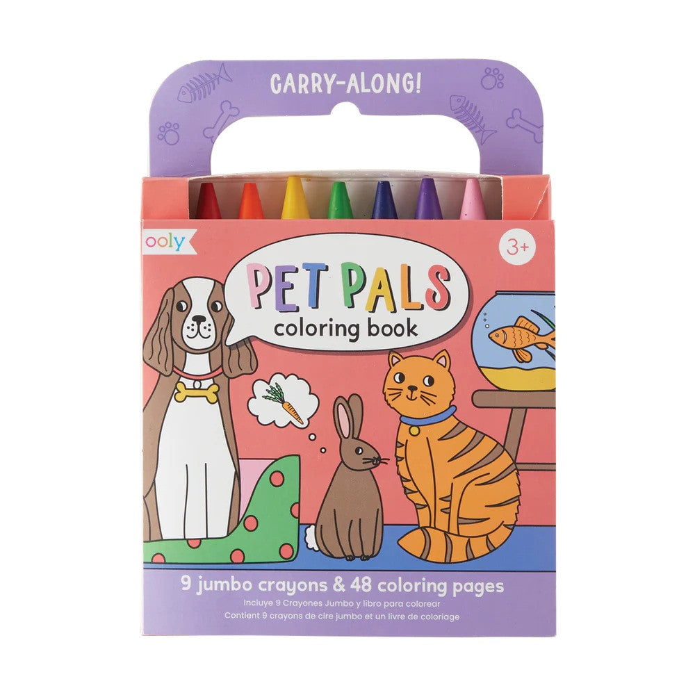 OOLY Toys / Activity / Art and Crafts Carry Along Crayon & Coloring Book Kit - Pet Pals with 9 Jumbo Crayons