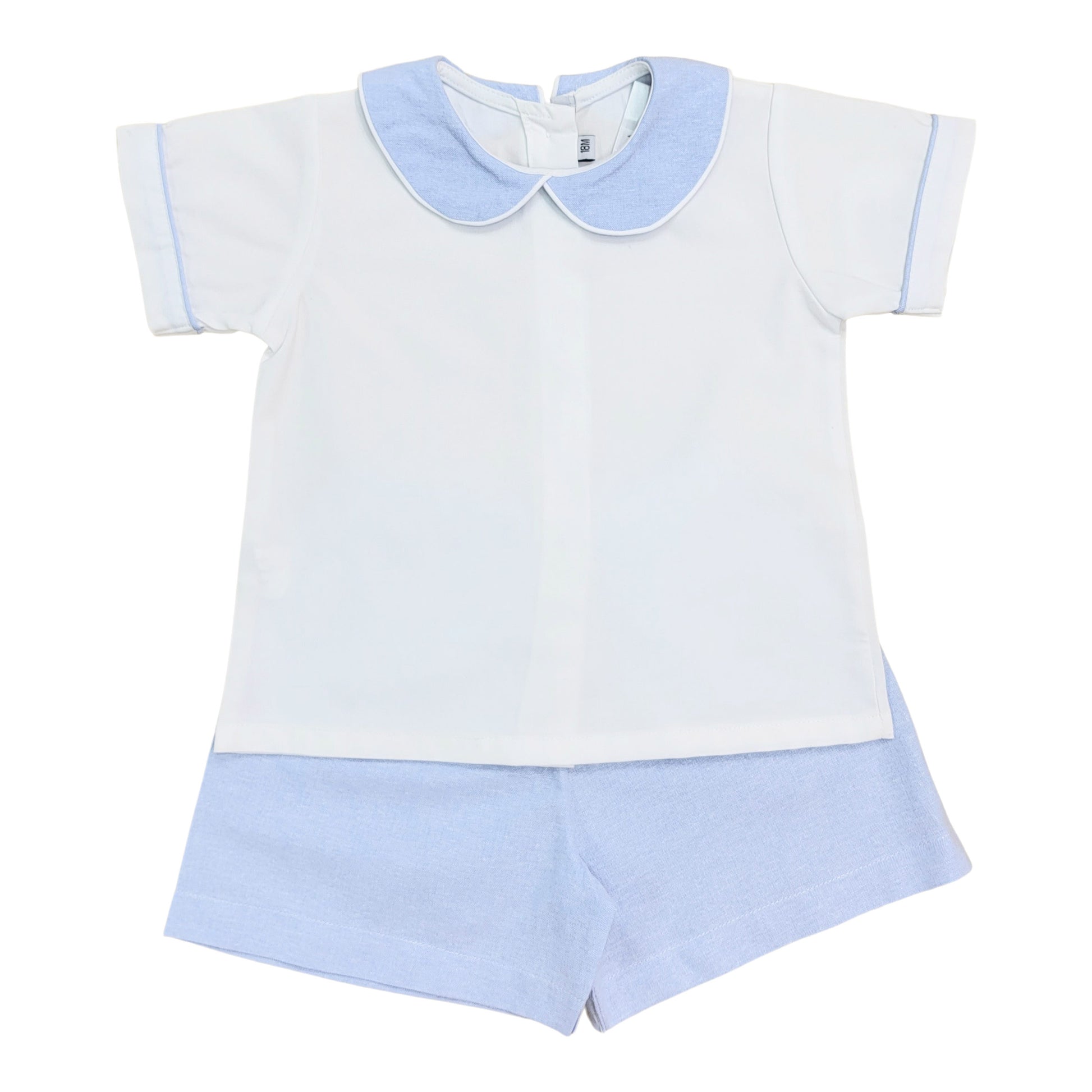 Sweet Dreams White & Blue Chambray Short Set