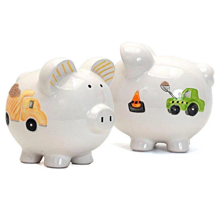 Child To Cherish Digger Dump Truck Piggy Bank