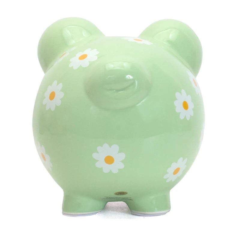 Child To Cherish Piggy Bank Child To Cherish Green Daisy Large Piggy Bank