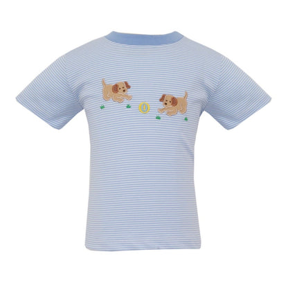 Claire & CharlieClaire and Charlie Boy's Garden Puppies Knit Stripe T-ShirtBabysupermarket