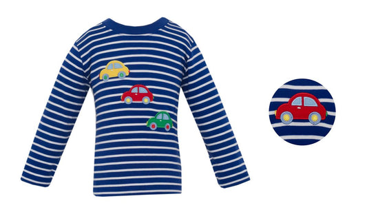 Claire & Charlie Boys Shirts Royal Blue / 2 Toddler Claire and Charlie Boys Cars Royal Blue Stripe T-Shirt