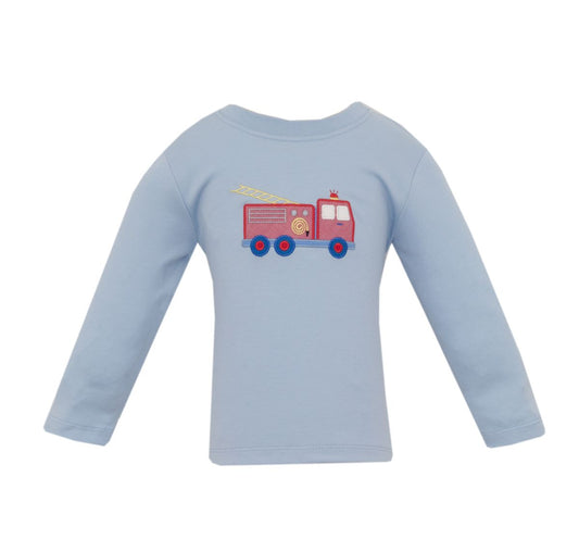 Claire & Charlie Boys Shirts Blue / 12 Mo Claire and Charlie Boys Firetruck T-Shirt - Blue