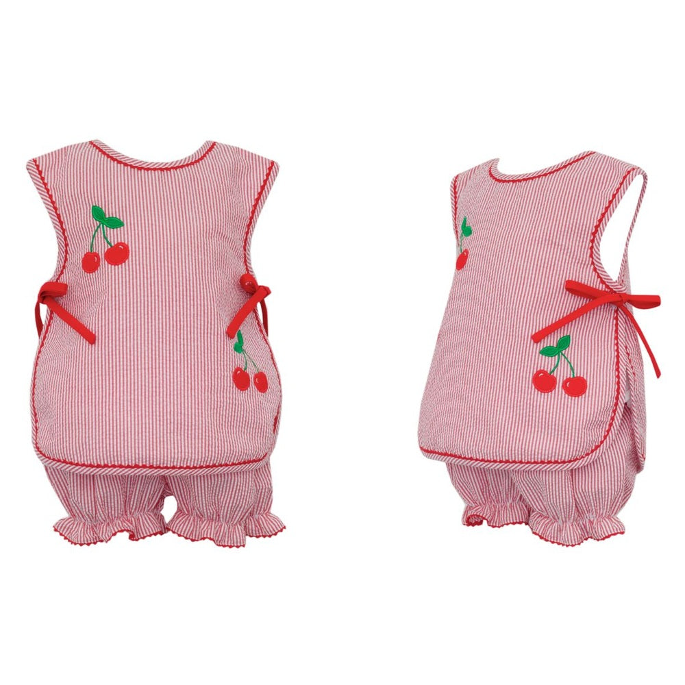 Claire & CharlieClaire and Charlie Girl's Cherry Red Seersucker Stripe Bloomer SetBabysupermarket