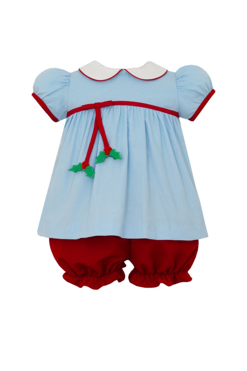 Claire & Charlie Holly Corduroy Bloomer Set