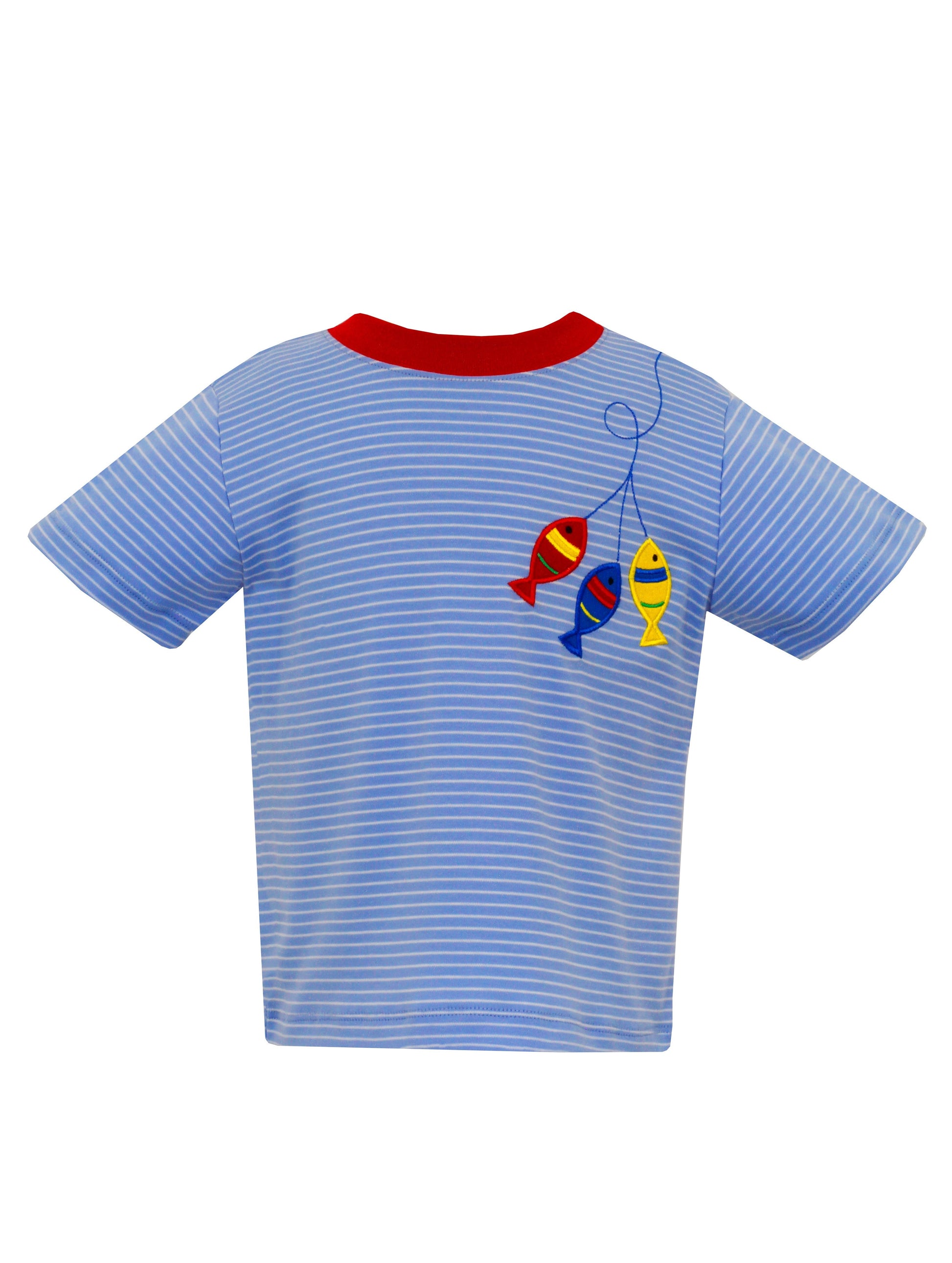 Claire & Charlie Boys Periwinkle Stripe / 2 Toddler Claire & Charlie Periwinkle Stripe Boys Fish Applique T-Shirt
