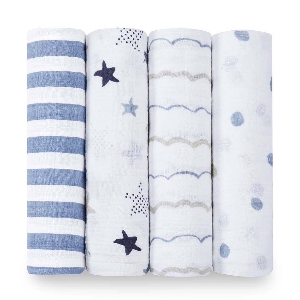 Classic Muslin Swaddles 4PK Rock Star