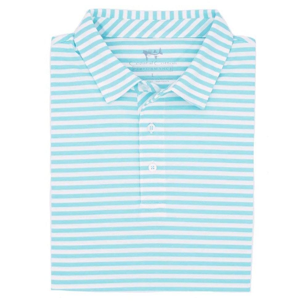 Coastal Cotton Apparel & Gifts Seafoam / 4-6 Coastal Cotton Seafoam Mesh Stripe Polo