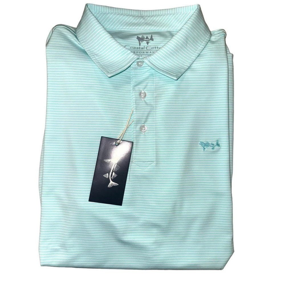 Coastal Cotton Youth Bay Green Stripe Polo