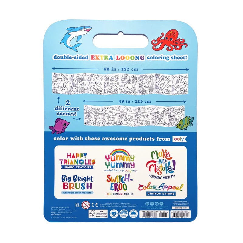 OOLY Toys / Activity / Art and Crafts Color-A-Looong 5' Fold Out Kids Coloring Book - Ocean Adventure