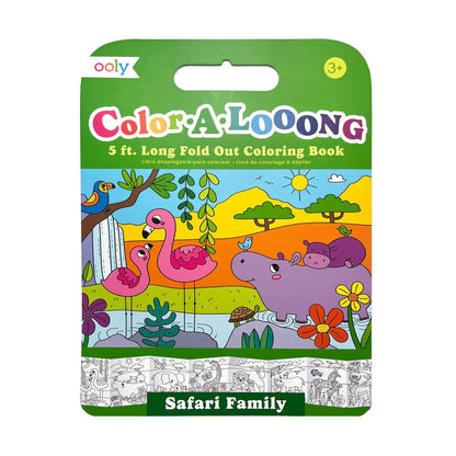 OOLY Toys / Activity / Art and Crafts Color-A-Looong 5' Fold Out Kids Coloring Book - Safari Family